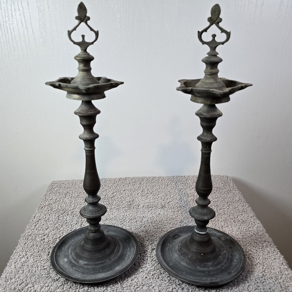 Vintage Indian Brass Oil Lamps